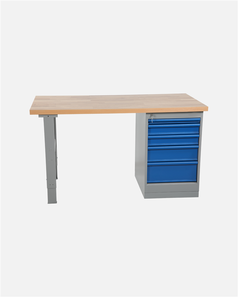 Worktable With Drawer Unit 5 Drawers 1600 mm Oak