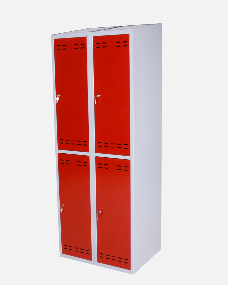 Clothing Cabinet, Red/Grey 4 Doors