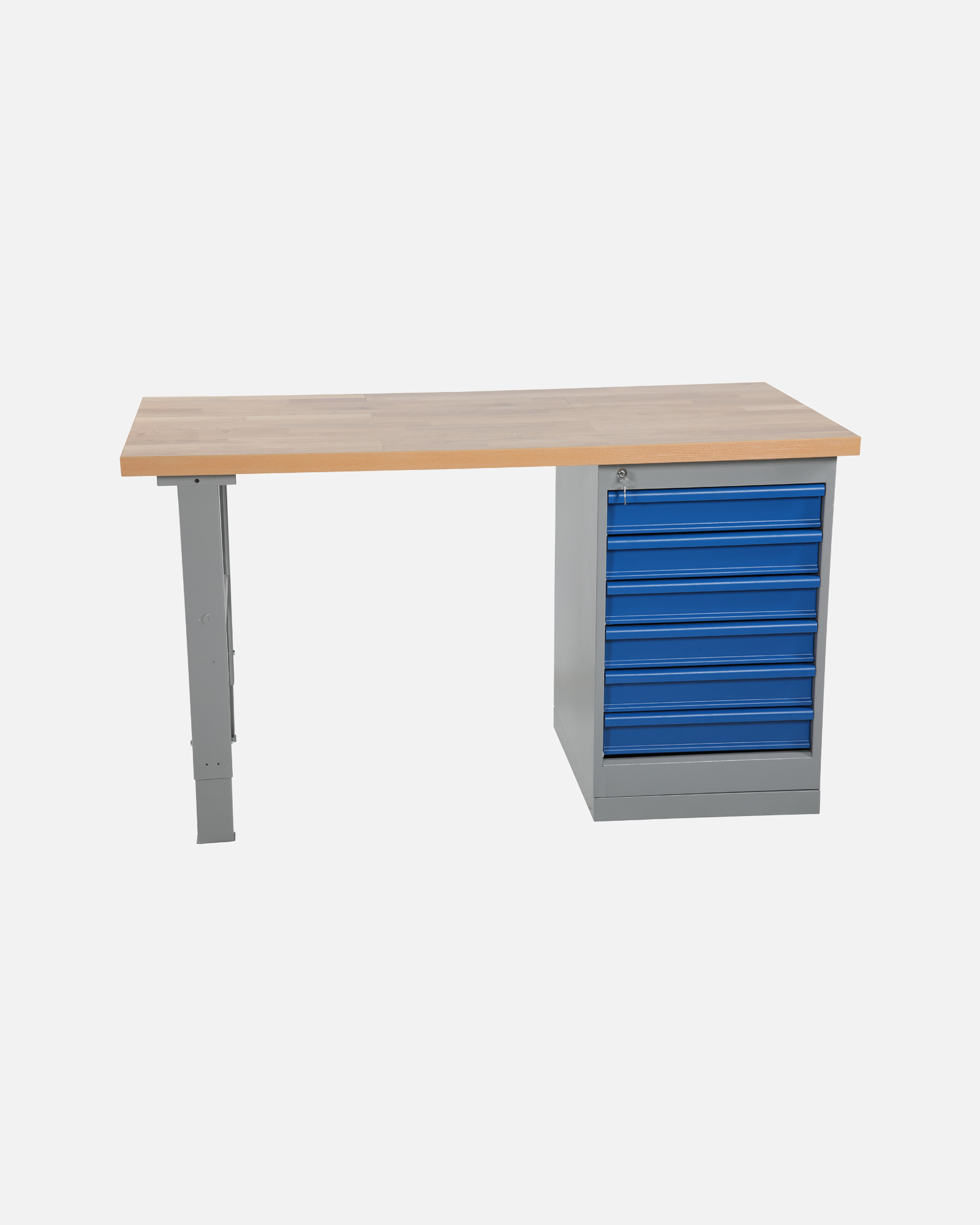 Worktable With Drawer Unit 6 Drawers 2000 mm Oak