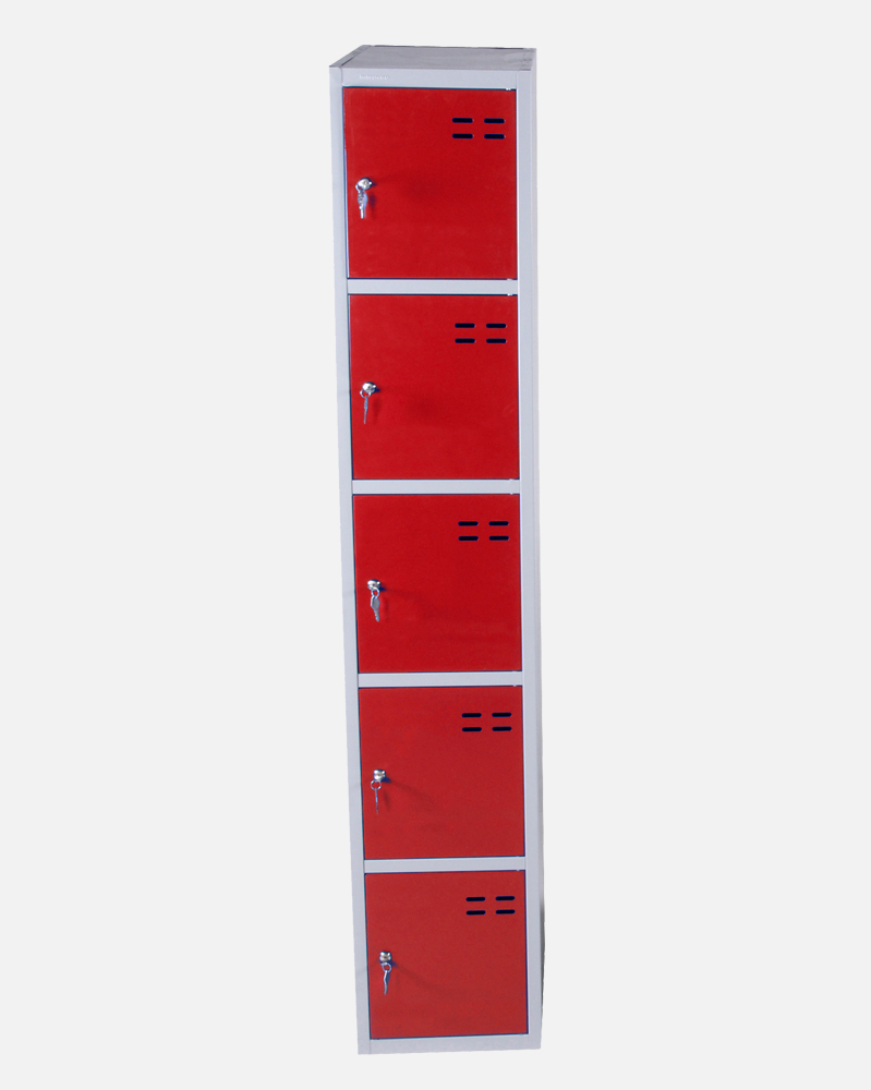 Storage Locker, Red/Grey 5 Compartments