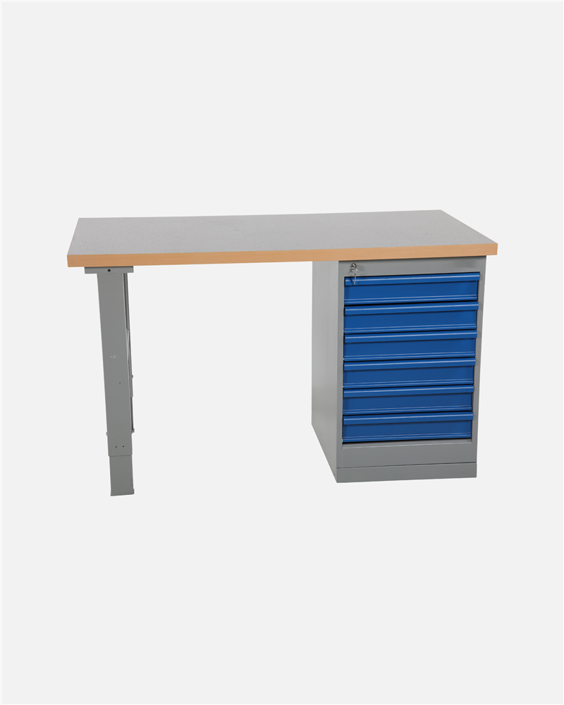 Worktable With Drawer Unit 6 Drawers 2000mm Vinyl