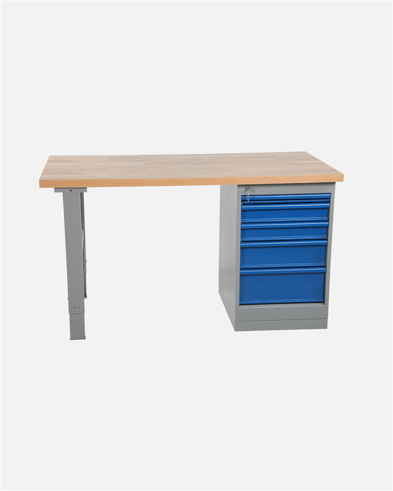 Worktable With Drawer Unit 5 Drawers 1600mm Oak